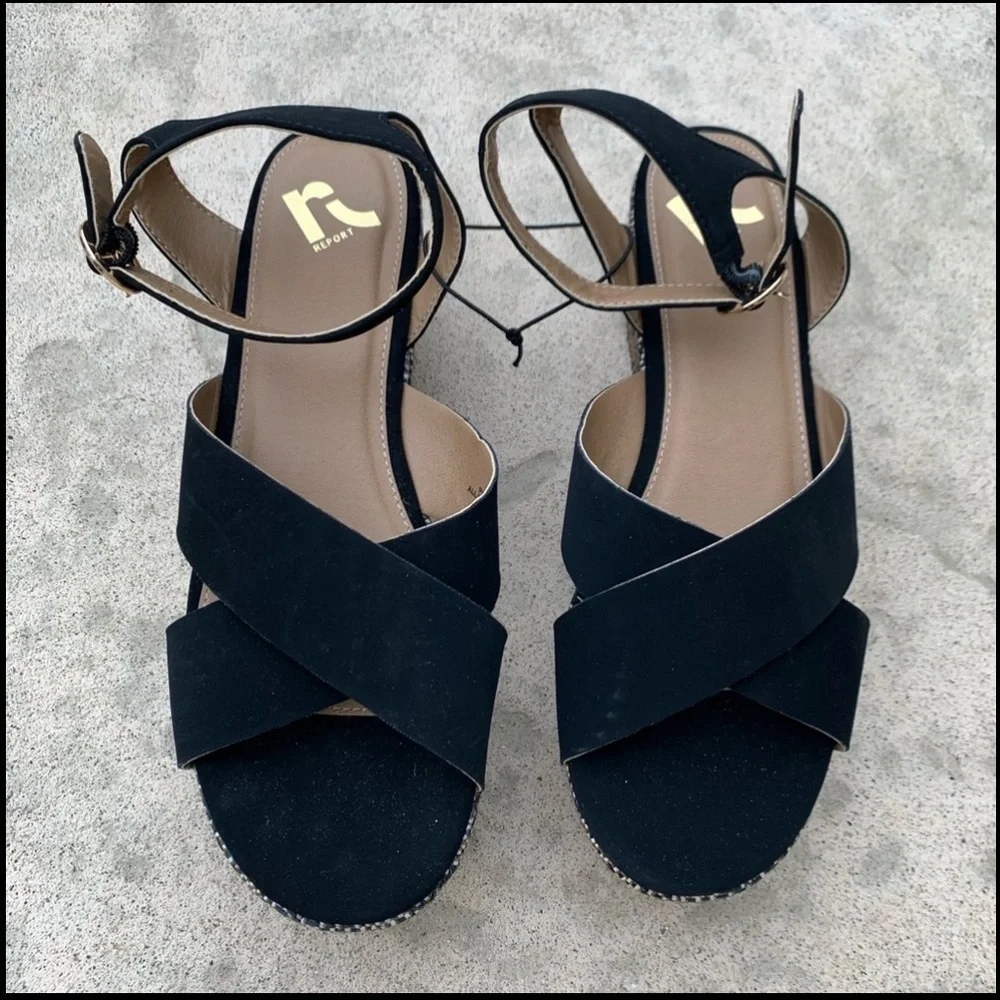 Report Peppermint Crisscross Ankle Strap Platform Wedge Sandal Women's Size 10